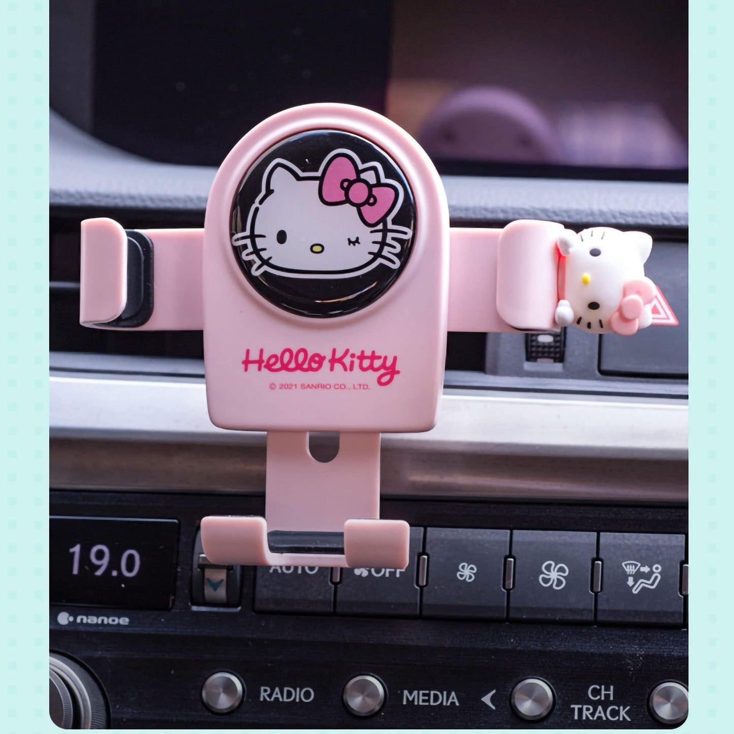 Kawaii Kitty Pink Air Vent Car Mount, Hands Free Cell Phone Holder for Car, Cute Kitty car Accessories, Clamp Cradle, Compatible with All iPhone…
