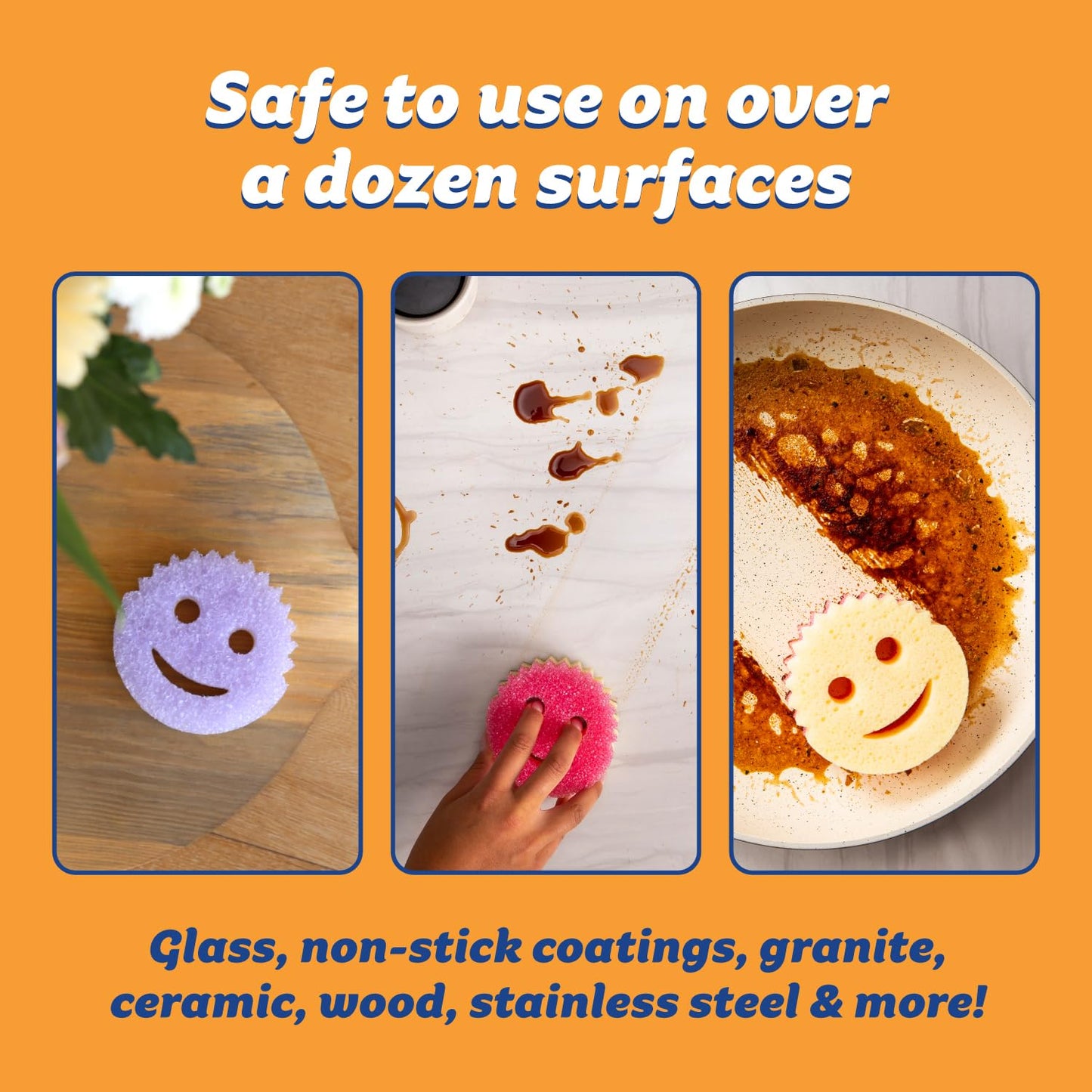 Scrub Daddy Scrub Mommy Sponges – Dual-Sided Non-Scratch Dish & Cleaning Sponges for Kitchen & Bathroom – 3 Count, Multi-Surface Safe