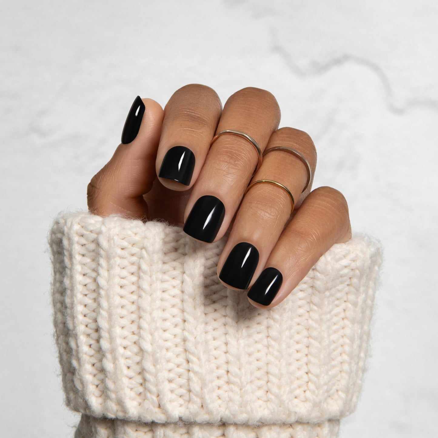 Kiss Impress No Glue Mani Press On Nails Kit, 30 All Black Peel and Stick Nails, Super Slim Short Squoval, Glossy Gel Finish, PureFit Technology Beauty & Personal Care imPRESS