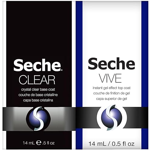 Seche Clear/Vive Base Coat and Gel Top Coat Duo Pack - Nail Strengthening & Long-Lasting High Shine, Top Coat Gel Nail Polish, Manicure Set, 14 mL