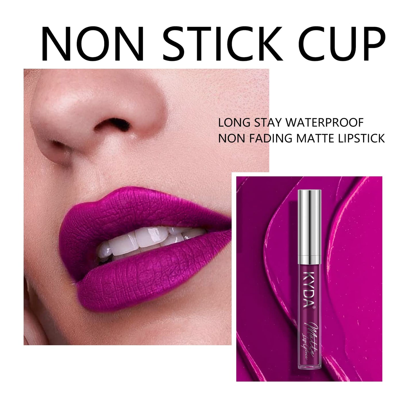 KYDA 10 Colors Lipstick Set, 5 Matte Velvet & 5 Shimmer Metallic Lips Color, Non-Stick Cup Long Wear Lip Glaze, High Pigmented Lipstick Cosmetic Gift