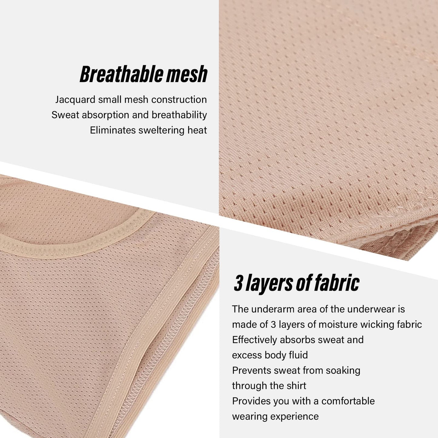 Underarm Sweat Vest Quick Dry Breathable Mesh Reusable Sweat Proof Washable Armpit for Women Girls Skin Color (XL) Beauty and Personal Care Dioche