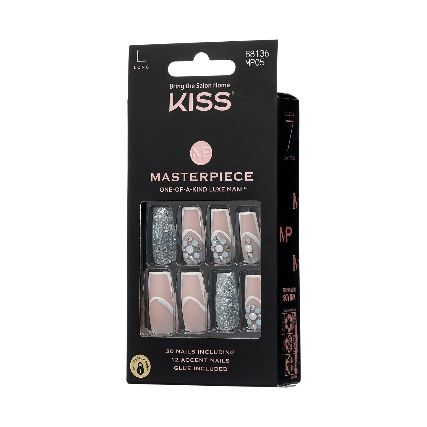 KISS Masterpiece One-Of-A-Kind Luxe Manicure - Long, Square - Members Only, Waterproof, Durable, Flexible, No Damage, Trendy & Intricate Nail Art From Beauty & Personal Care KISS