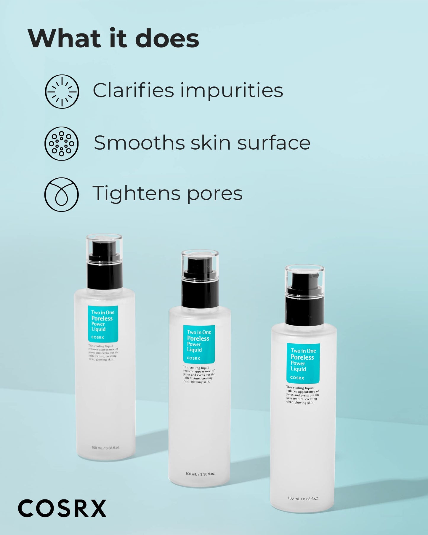 COSRX Two in One Poreless Power Liquid, 100ml / 3.38 fl.oz | Tightening Pores | Korean SkinCare, Animal Testing Free, Paraben Free