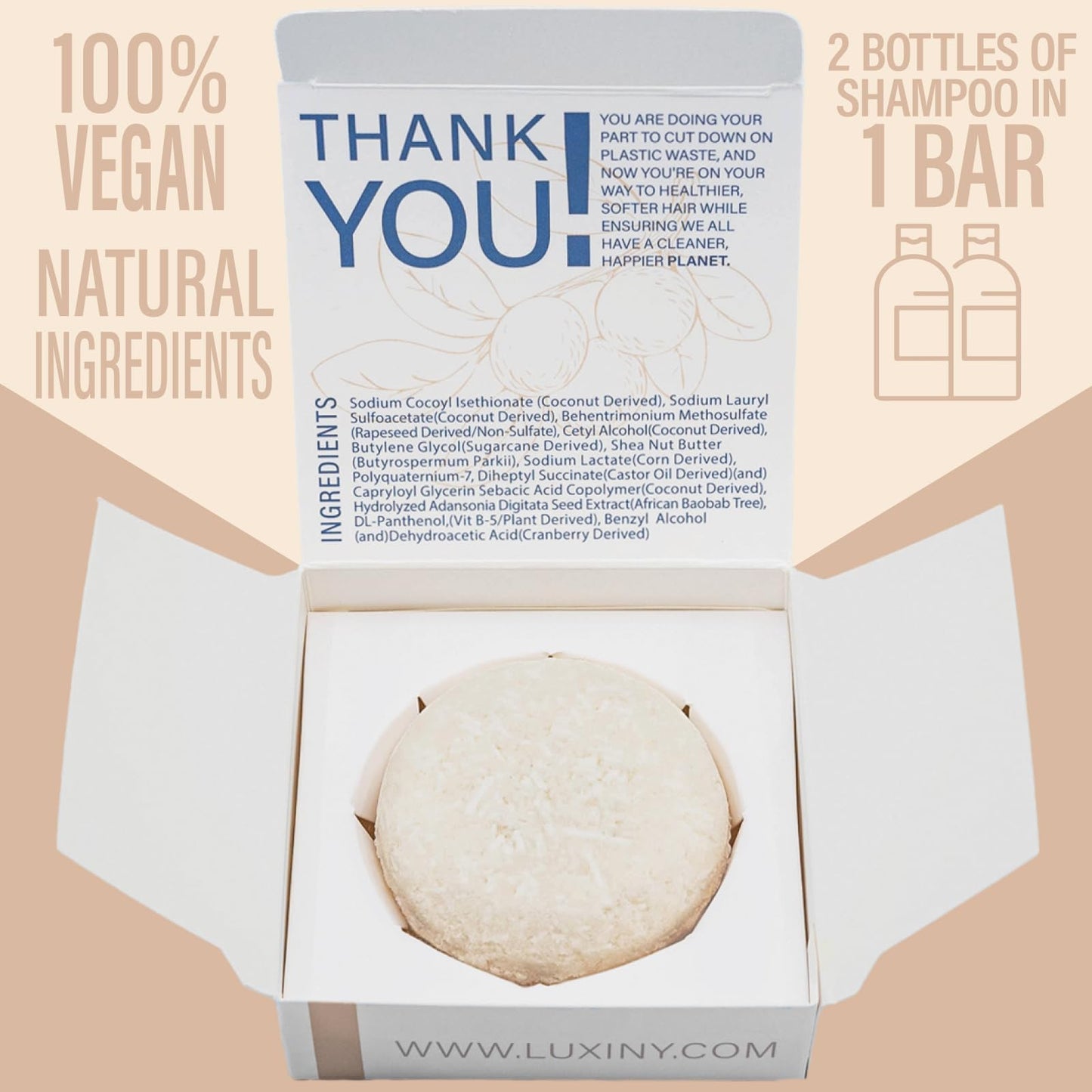 Bar Shampoo and Conditioner by Luxiny - Sulfate Free, Unscented Set With 1 Shampoo Bar (60g) & 1 Deep Conditioner Bar (50g), Made in USA (Fragrance