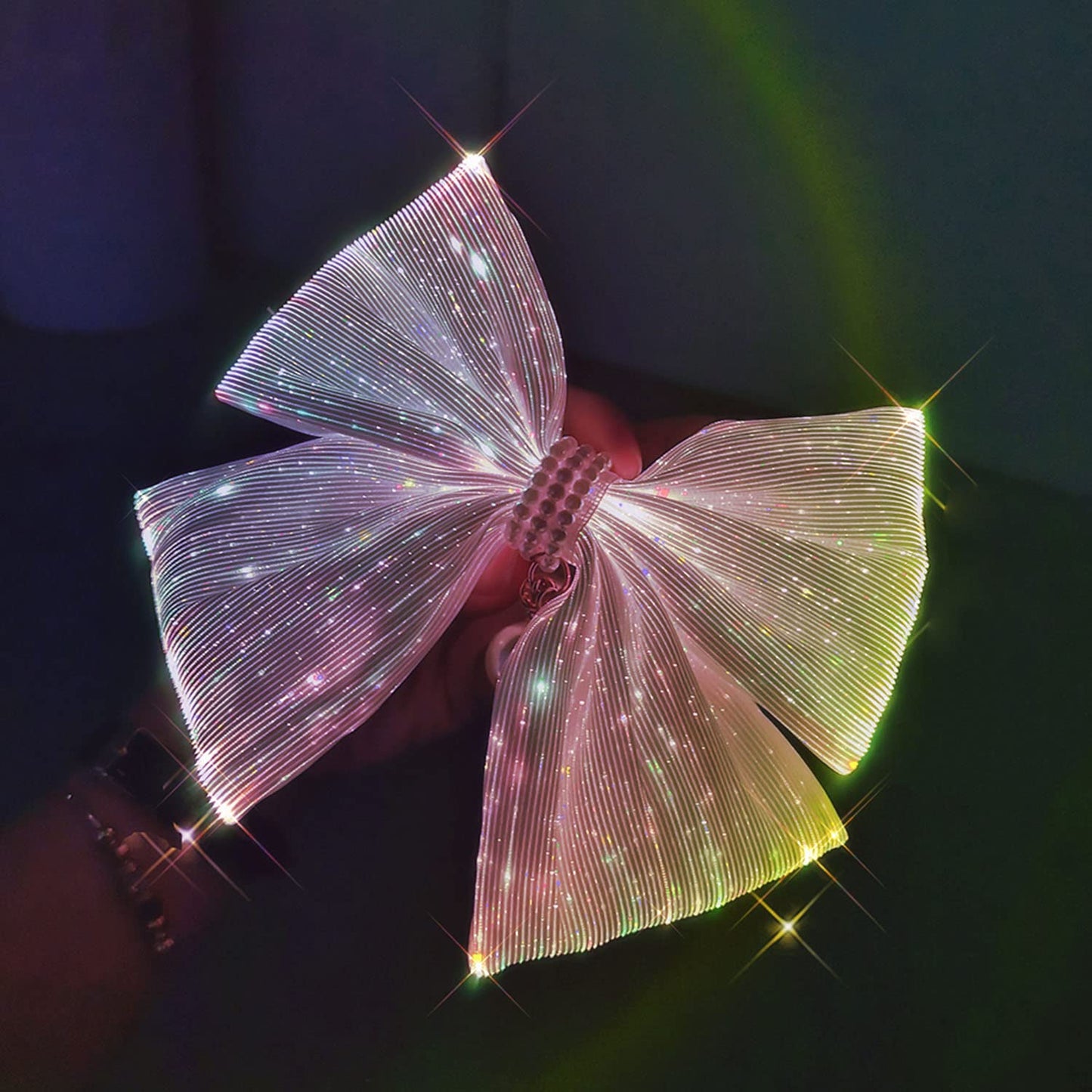 Lumisonata LED Light-Up Handmade Jumbo Bow-Knot Hair Clips - Satin Alligator Barrettes and Accessories for Women