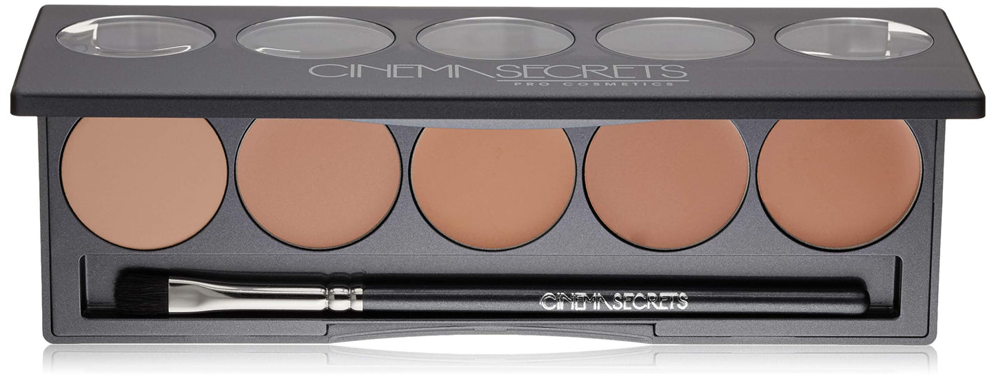 Cinema Secrets Ultimate Foundation 5-in1 Palette - Light-Med Pink-Beige Undertones, 500A series, Buildable Coverage, Long-Wear Matte Finish