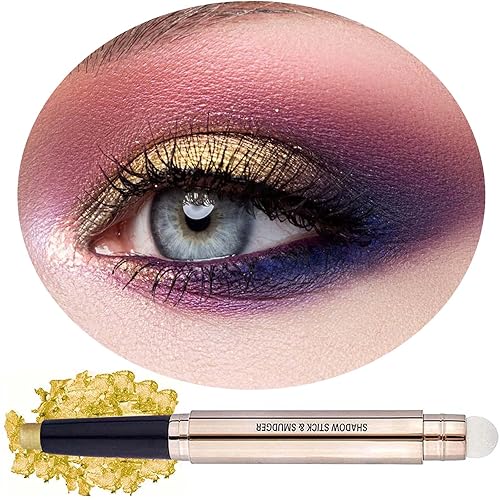 OVIQERKI 18 color eyeshadows stick shimmer,Highlighter waterproof eyeshadow pen,Colour pop eye makeup (14# Gold Shimmer)