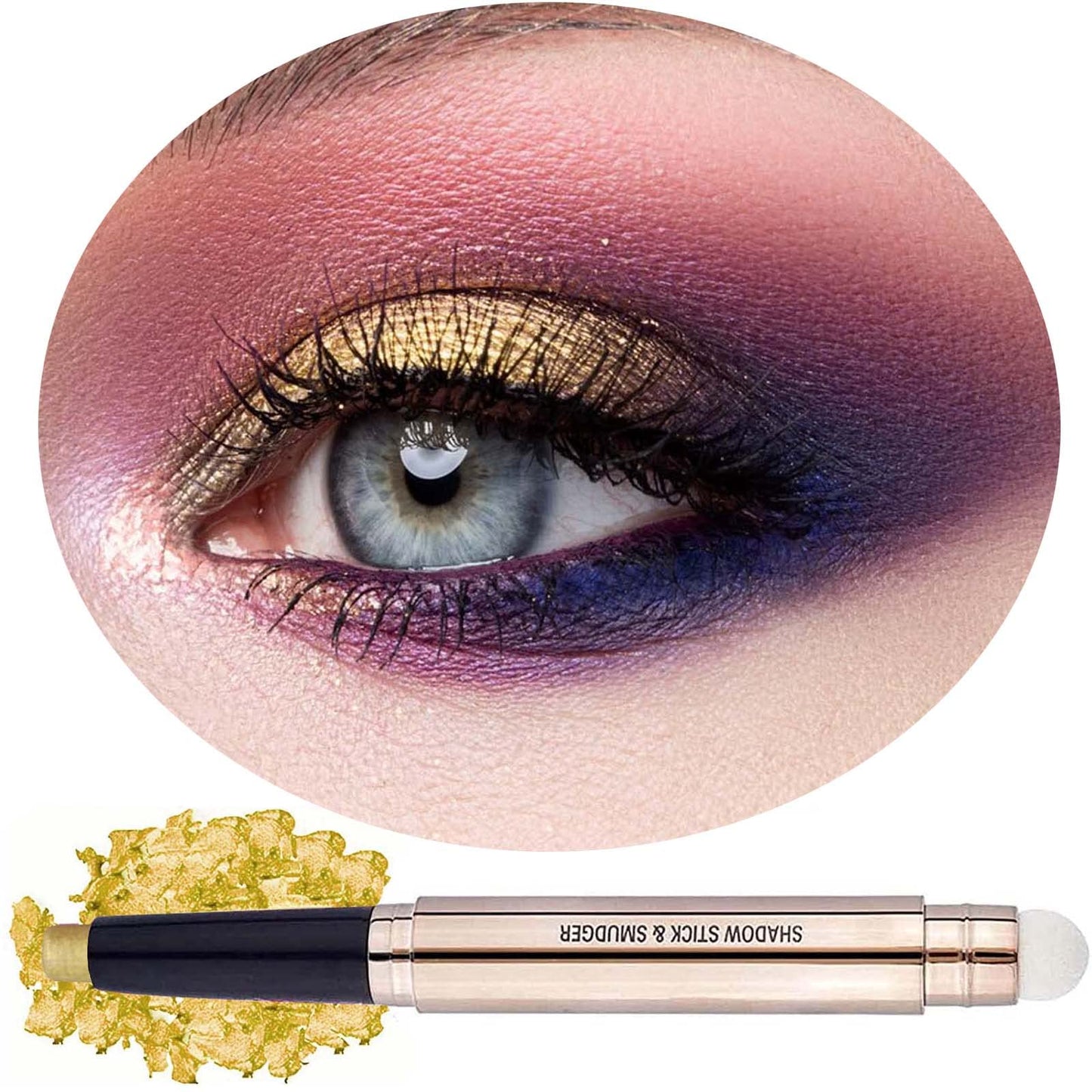 OVIQERKI 18 color eyeshadows stick shimmer,Highlighter waterproof eyeshadow pen,Colour pop eye makeup (14# Gold Shimmer)