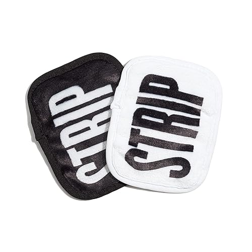STRIP MAKEUP - Reusable Cleansing Wipes Black/White - - 2-sided, sustainable, washable microfiber cloths - Pack of 7