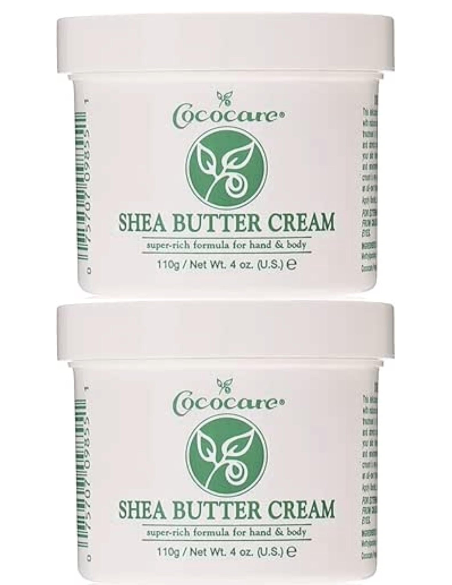 COCOCARE Shea Butter Cream, 4oz Jar - Super Rich Formula, Lightly Scented Body Moisturizer with Coconut Oil - Fast Absorbing Non-Greasy Care for Body