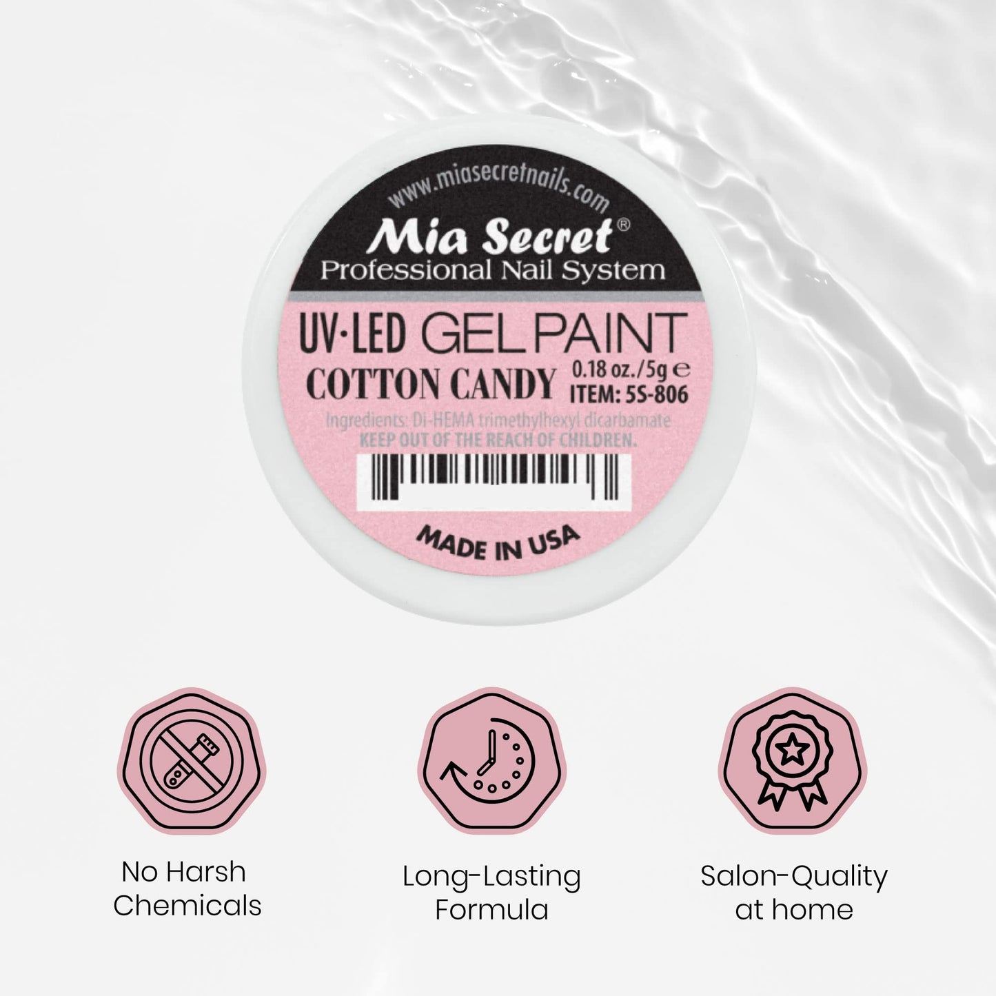 Mia Secret Professional Nail System UV/LED Gel Paint - 5 grams (Cotton Candy) Beauty & Personal Care Mia Secret