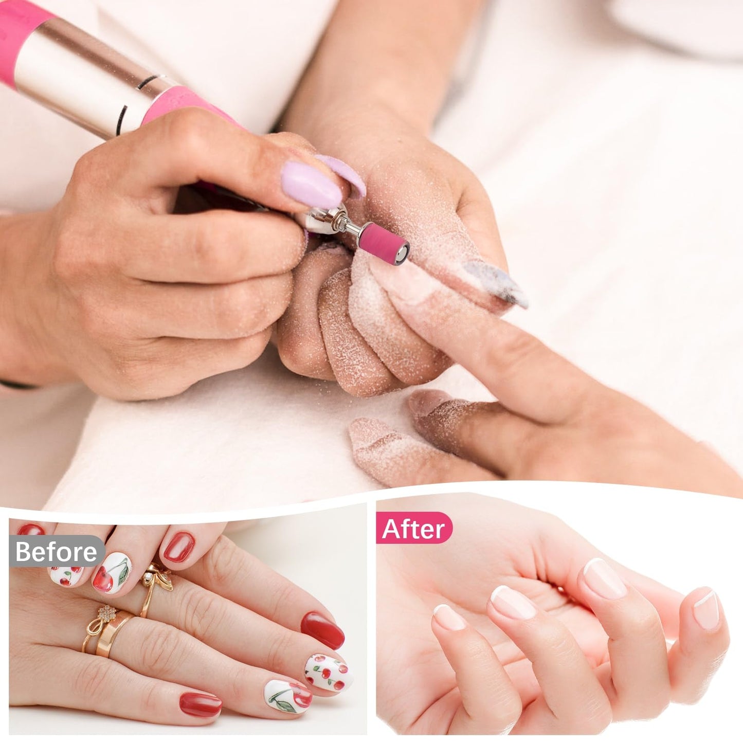 Rolybag Sanding Bands for Nail Drill 240 Grit Extreme Fine Nail Sanding Bands 200Pcs Pink Professional Sanding Bands and 2Pcs Nail Drill Bits