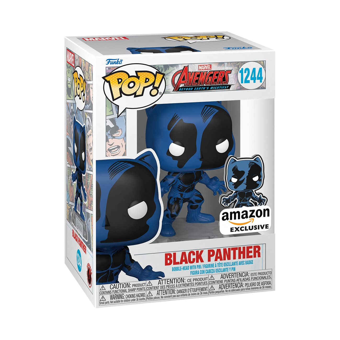 Funko Pop! & Pin: The Avengers: Earth's Mightiest Heroes - 60th Anniversary, Black Panther with Pin, Amazon Exclusive