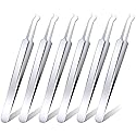 ANCIRS 6 Pack Acne Pimple Blackhead Remover Tweezers, Stainless Steel Acne Tweezers, Curved Pimple Tweezers Extractors Tool for Blackhead Blemish