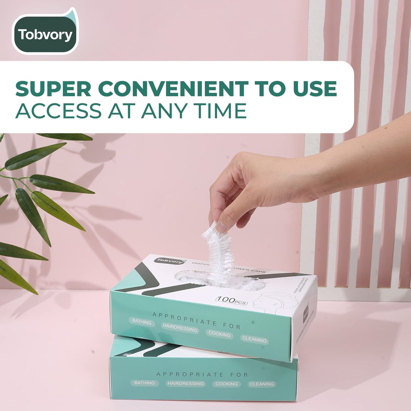 Disposable Shower Caps - 100PCS Shower Cap Tobvory Waterproof Plastic Shower Cap For Women Men For Hair - Extra Elastic Large Shower Caps For Bath Beauty and Personal Care Tobvory