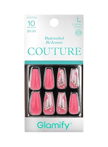Glamify by Absolute New York Couture Press On Nails - Luxury Rhinestone & Charm Fake Nails, Glossy Reusable Salon Style Acrylic Nails Kit with Glue Beauty & Personal Care Absolute New York