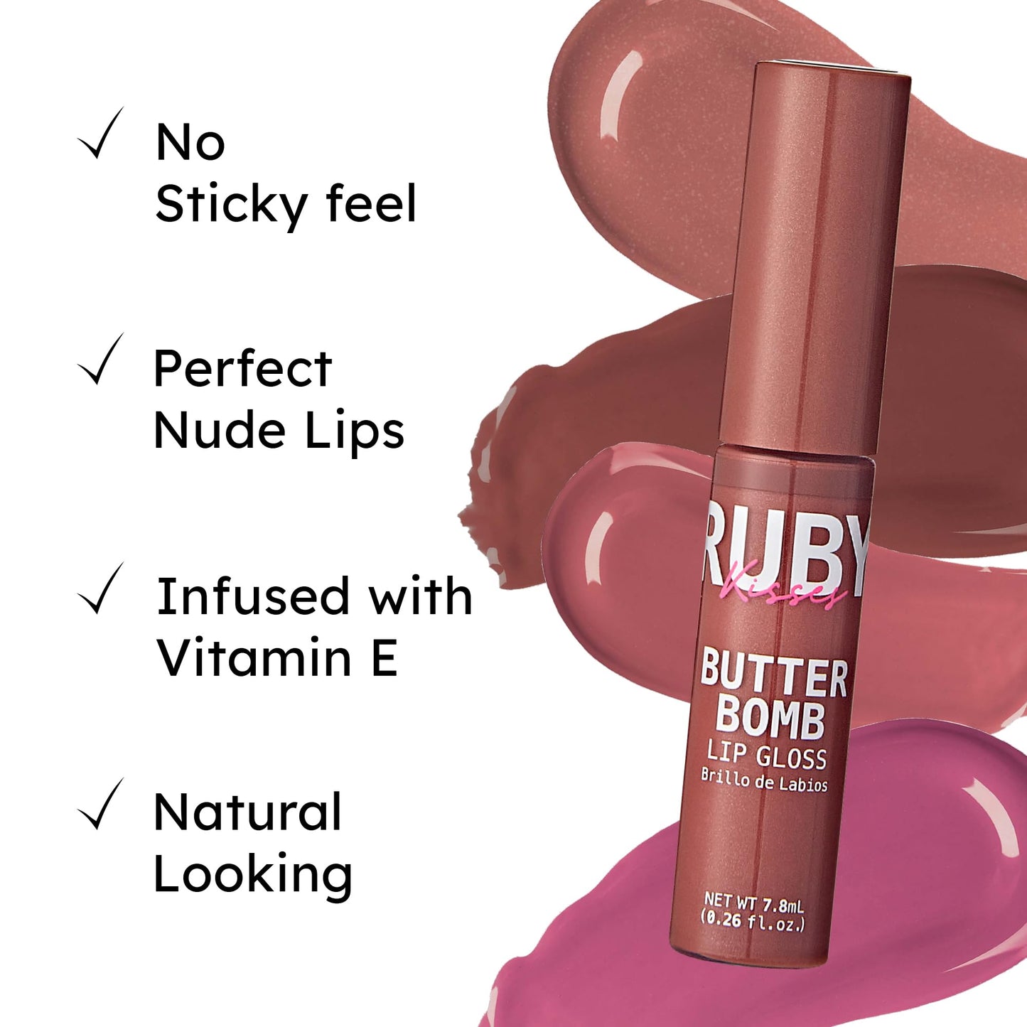 Ruby Kisses Butter Bomb Lip Gloss, High-Shine Non-Sticky Hydrating Plumping