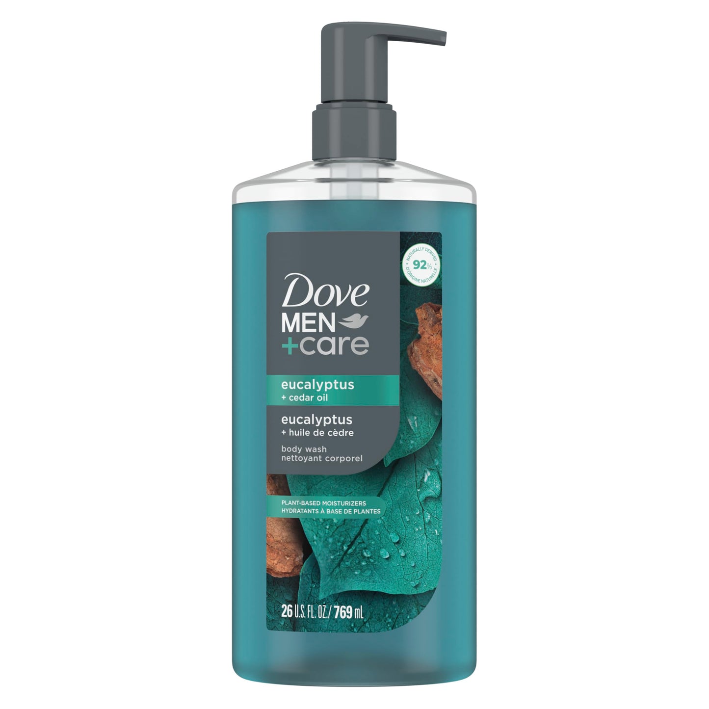 DOVE MEN Moisturizing Body Wash | #1 Dermatologist Body Wash for Men, Sulfate Free, Paraben Free, & Dye Free | Eucalyptus + Cedar Oil, 26oz