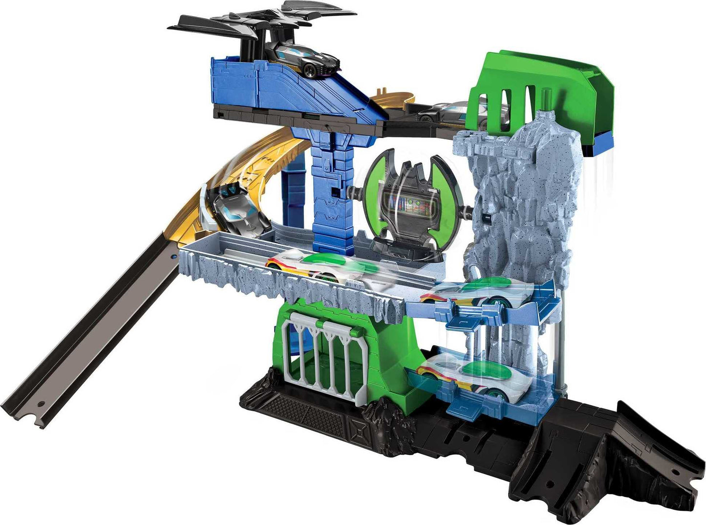 Hot Wheels Toy Car & Track Set, DC Batcave Playset with 1:64 Scale Batman Character Car, Includes Storage