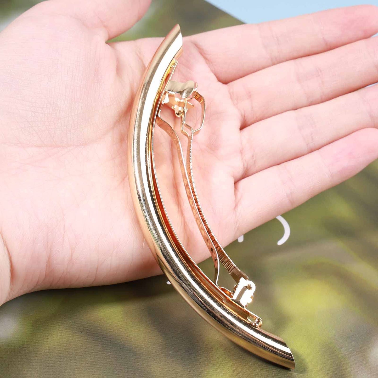 Yheakne Gold Minimal Metal Hair Barrette Clips - Decorative Tube Bar Hair Accessories for Women and Girls