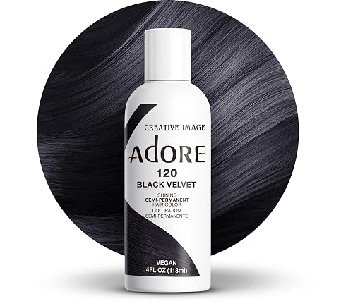 Adore Semi Permanent Hair Color - Vegan and Cruelty-Free Hair Dye - 4 Fl Oz - 120 Black Velvet (Pack of 3)