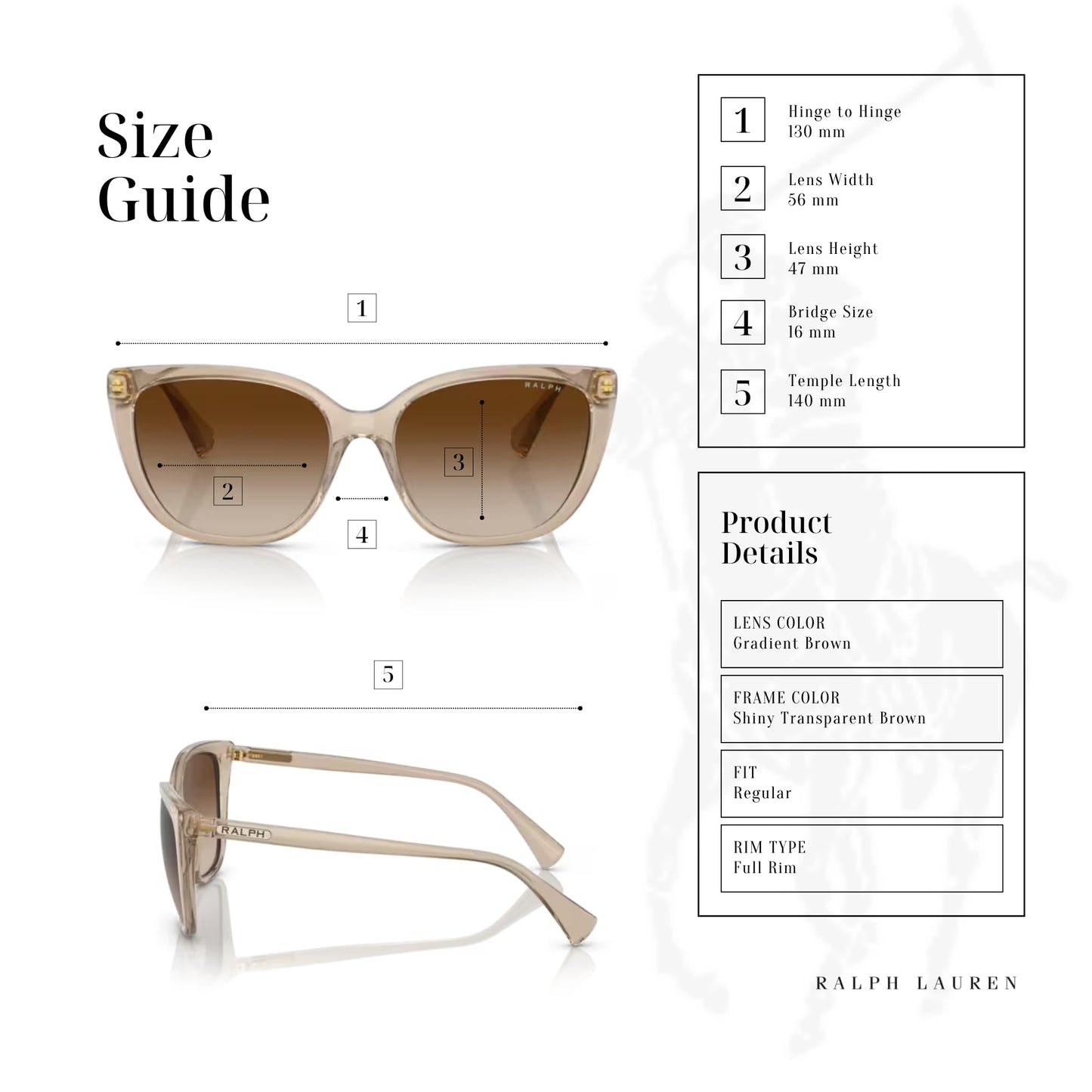 Ralph Lauren RA5274 580213 56MM Shiny Transparent Brown/Gradient Brown Cateye Sunglasses for Women +BUNDLE with ACCESSORY EYEWEAR KIT