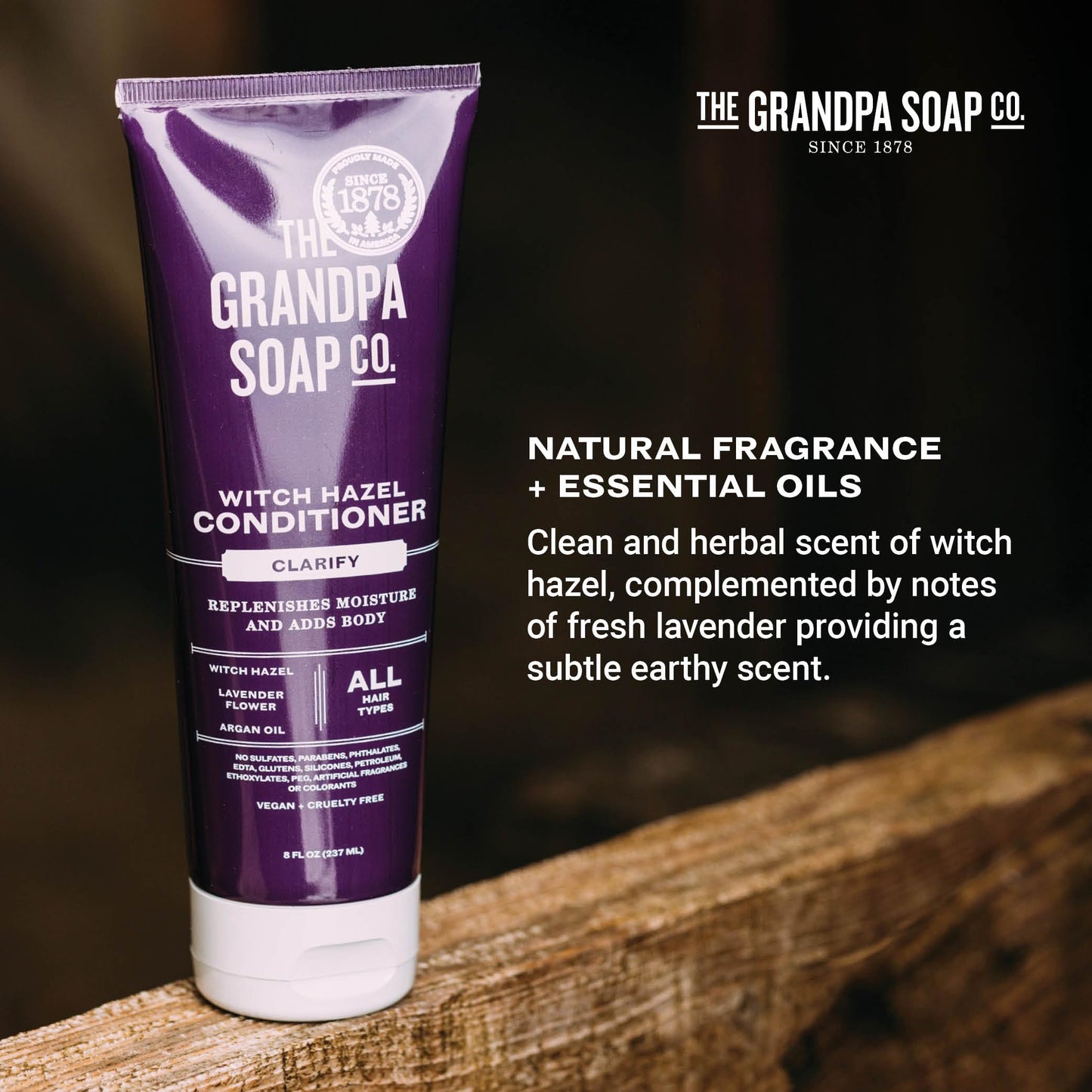 The Grandpa Soap Company Clarifying Witch Hazel Conditioner - Relieves Scalp Conditions and Protects Against Buildup, With Lavender Flower, Sulfates