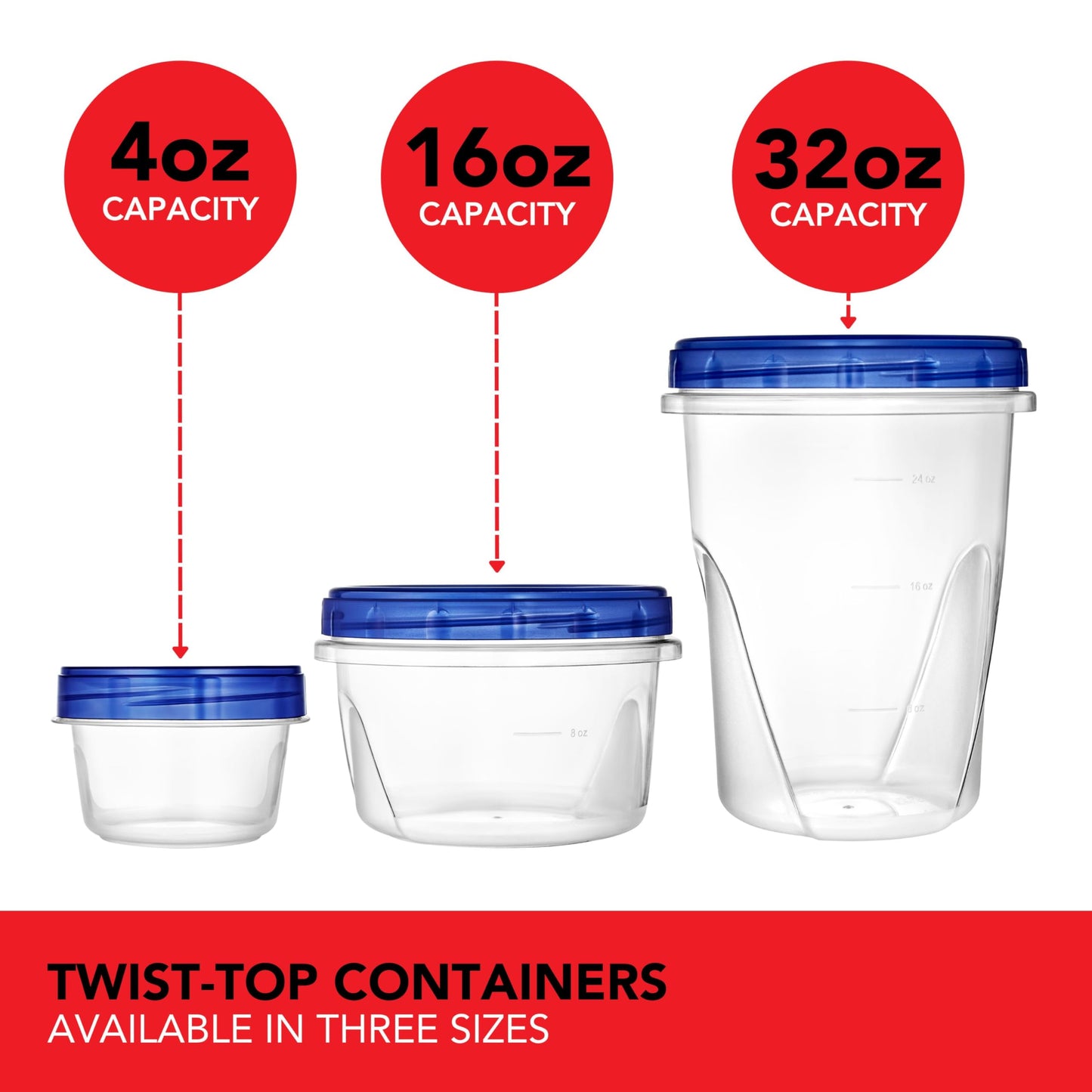 Stock Your Home 16oz Plastic Containers with Twist Top Lids (10 Pack), 2 Cup Freezer Containers with Lids for Leftover Food, Airtight Reusable Soup…