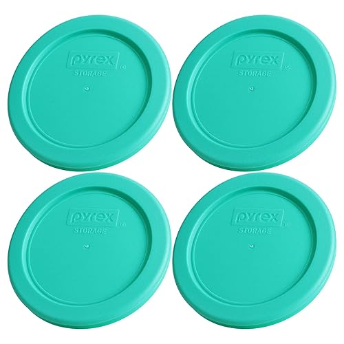 Pyrex 7202-PC 1-Cup Green Food Storage Replacement Lid (4-Pack) - Made in USA
