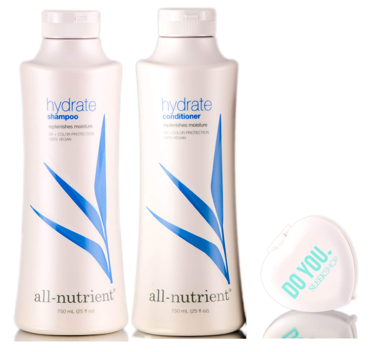 All Nutrient Hydrate Shampoo & Conditioner DUO Set, replenishes moisture (with Sleek Compact Mirror) (25 oz / 750ml Large DUO Kit)