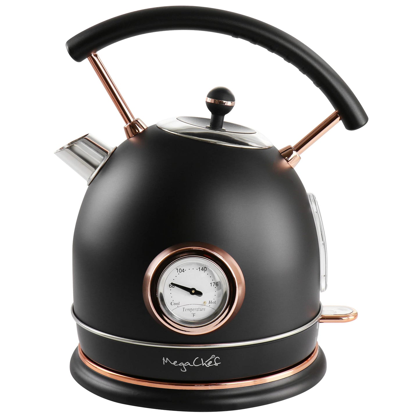 MegaChef 1.8 Quarts Half Circle Electric Tea Kettle in Matte Black