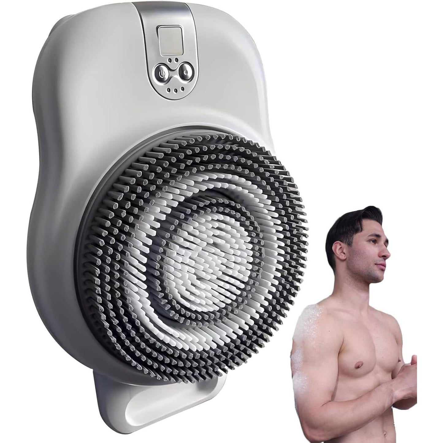 Electric Back Scrubber Bath Brush, Shower Back Scrubber Wall Mounted, 360° Automatic Rota-Tion, with 18CM Large Brush Head, 2-Speed Adjustment, Beauty and Personal Care LZDOYY