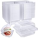 100 Pcs Clear Hinged Plastic Containers with Lids,Individual Cake Slice Containers,Square Plastic Food Container,Disposable Clamshell Take Out…