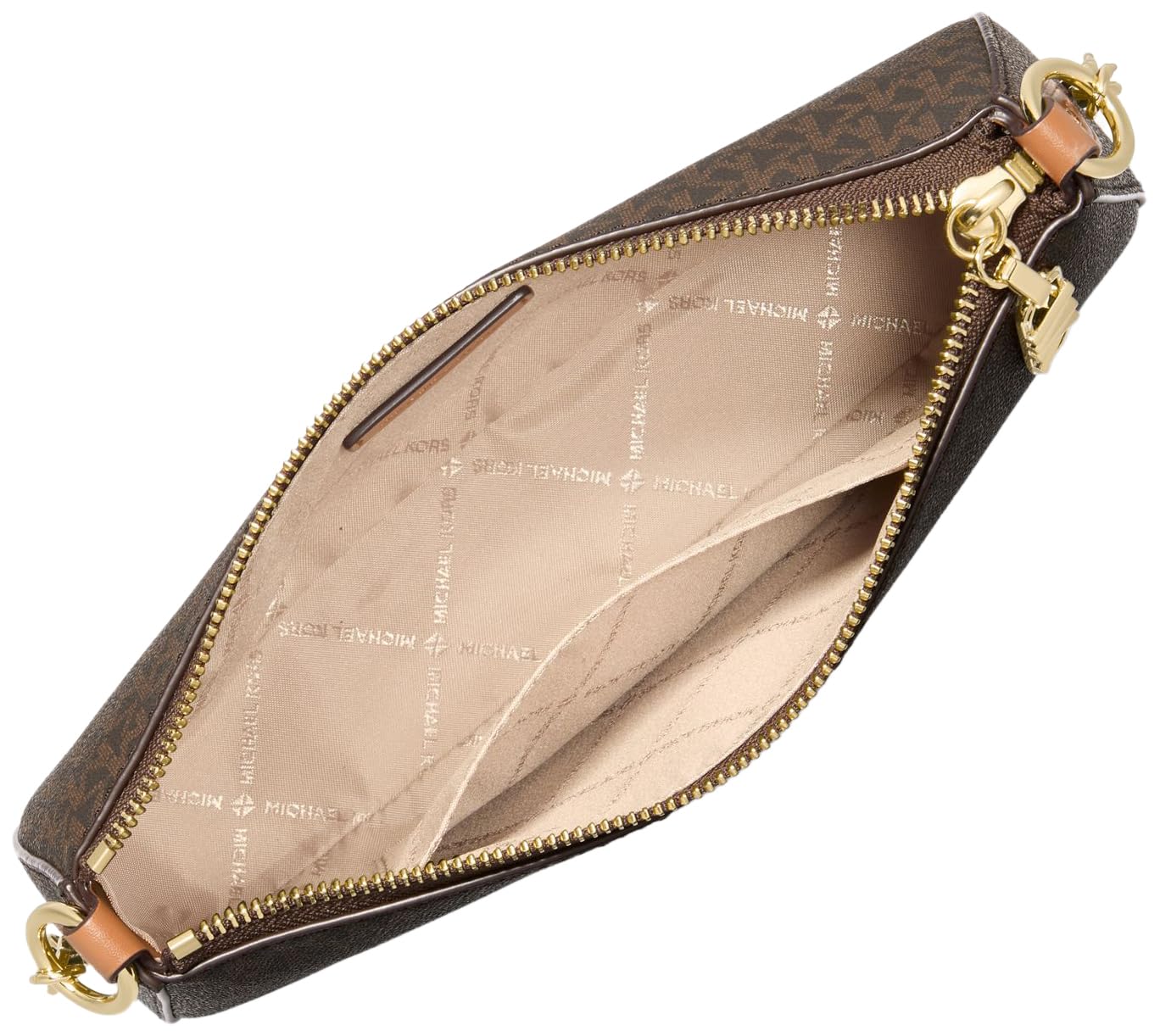 Michael Kors Women's Empire Medium Chain Pouchette, Gold-Tone Hardware/Brown/Acorn