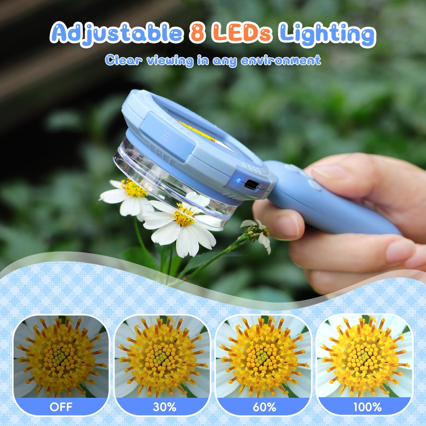 Hayve Kids Microscope – Mini Handheld Pocket Microscope with 2" IPS Screen & 8 LEDs, PC View, Educational Gift for Ages 3–8