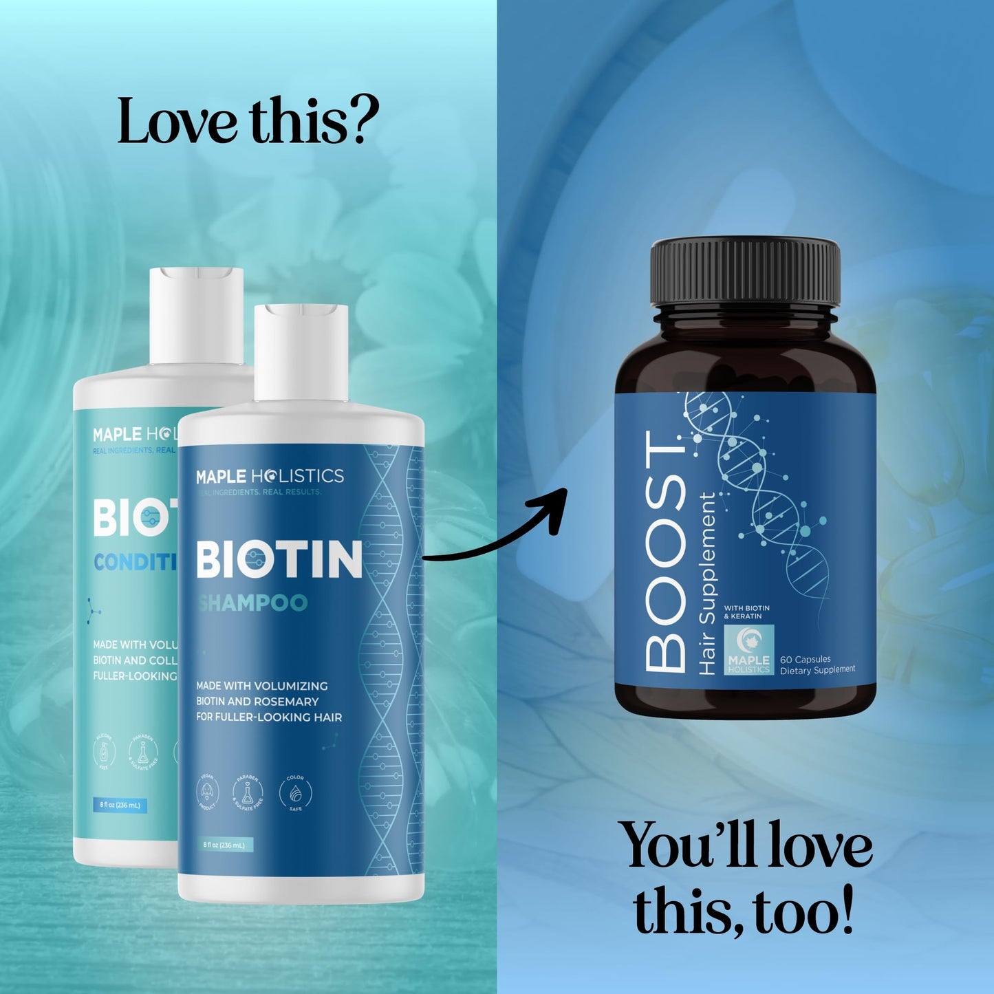 Rosemary Biotin Shampoo and Conditioner Set - Volumizing Shampoo and Conditioner for Thinning Hair for Women & Men with Nourishing B Vitamins