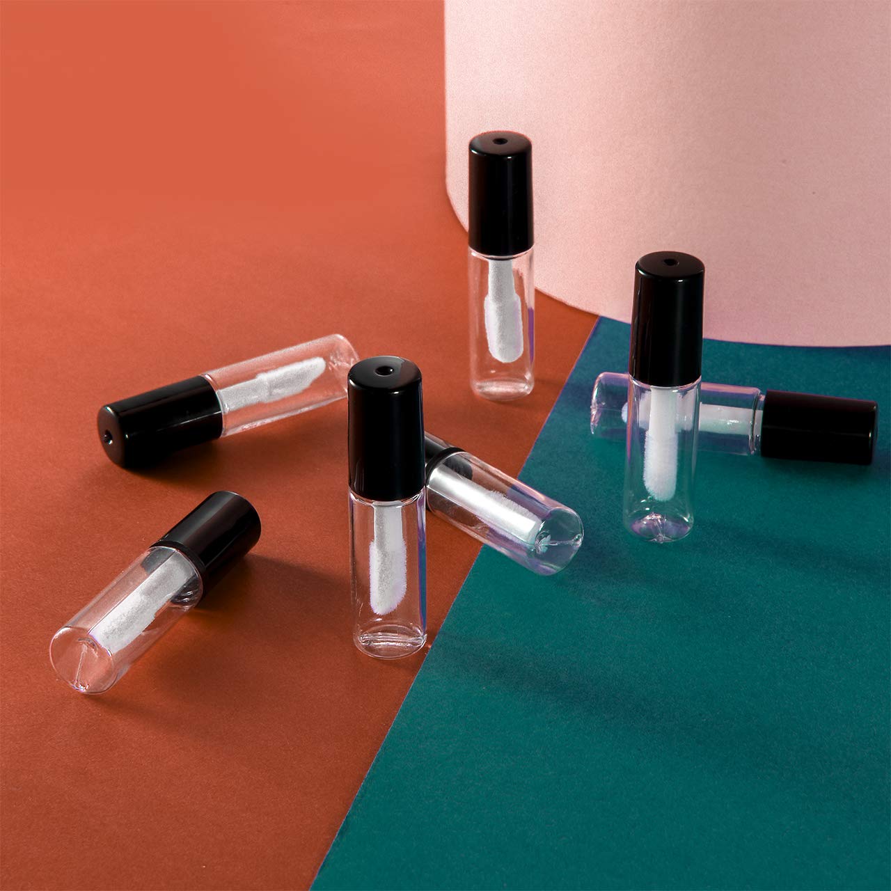 Beautyflier 20 Pack 1.5 ml Empty Lip Gloss Tubes Containers Clear Mini Refillable Lip Balm Bottles with Rubber Inserts for Lipstick Samples Travel DIY
