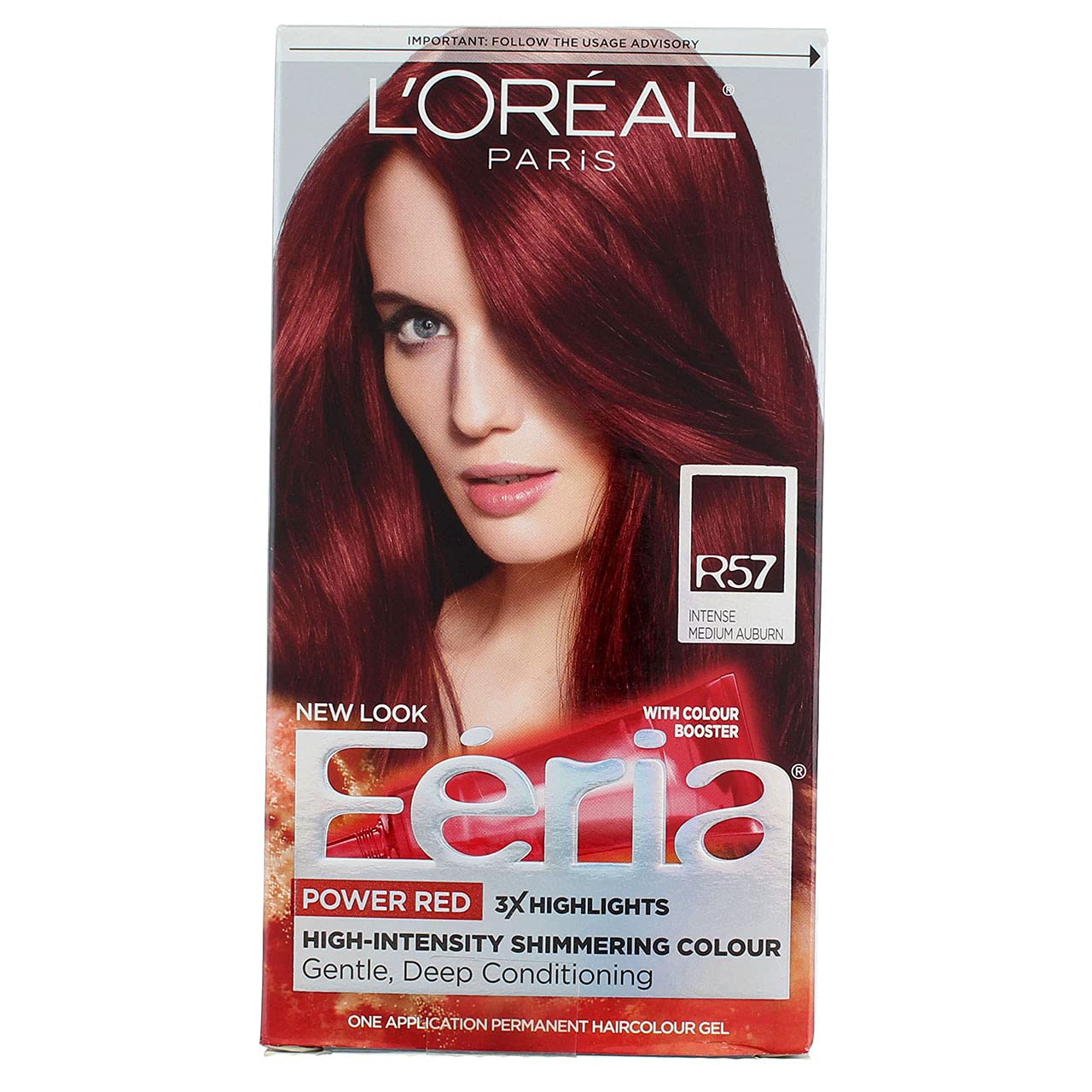 L'Oreal Paris Feria Permanent Haircolor, R57 Intense Medium Auburn 1 ea (Pack of 3)