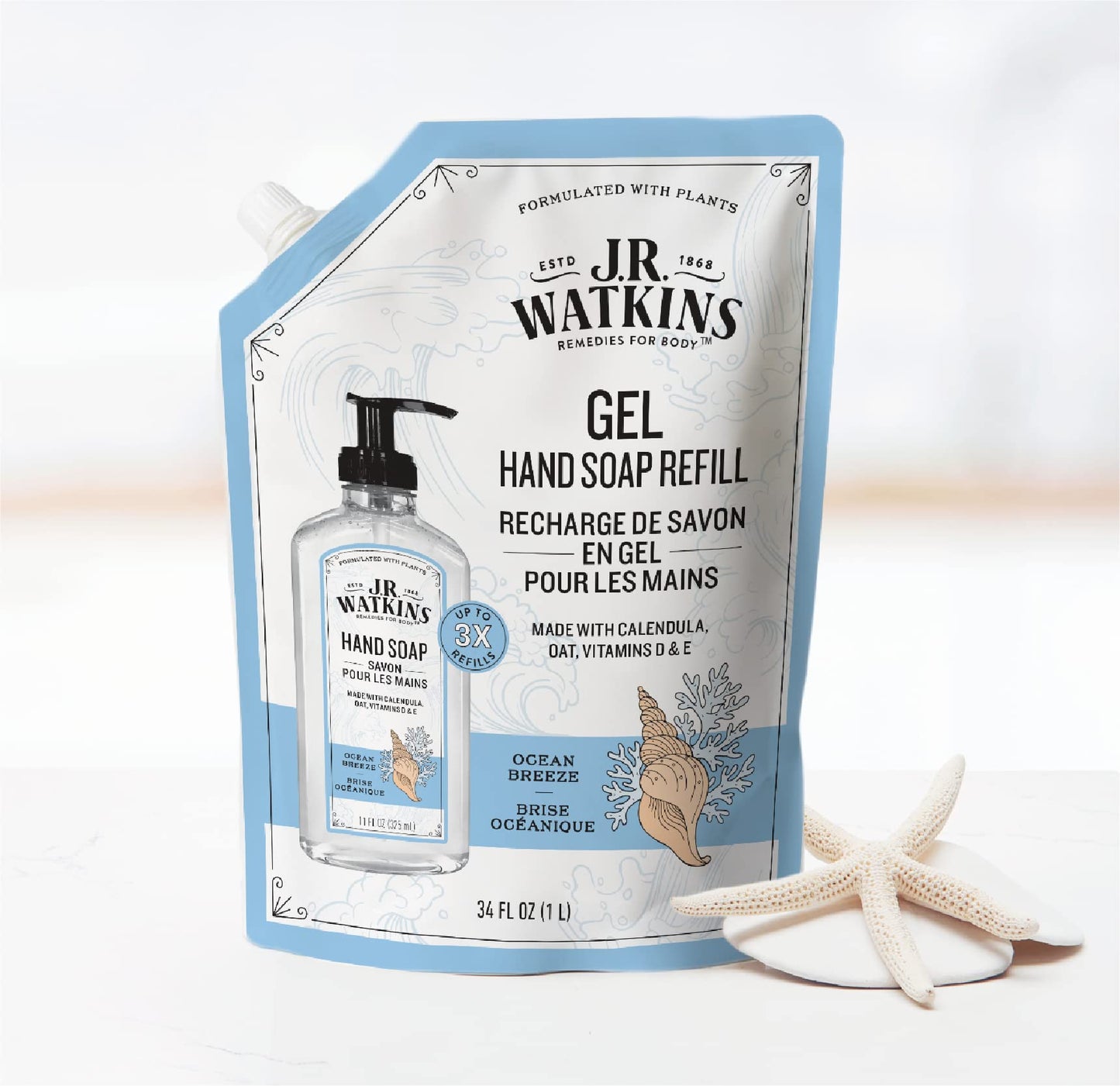Hand Soap Gel Ocean Breeze 34floz Refill