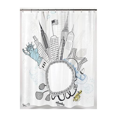 Carnation Home Fashions Funky City Fabric Shower Curtain