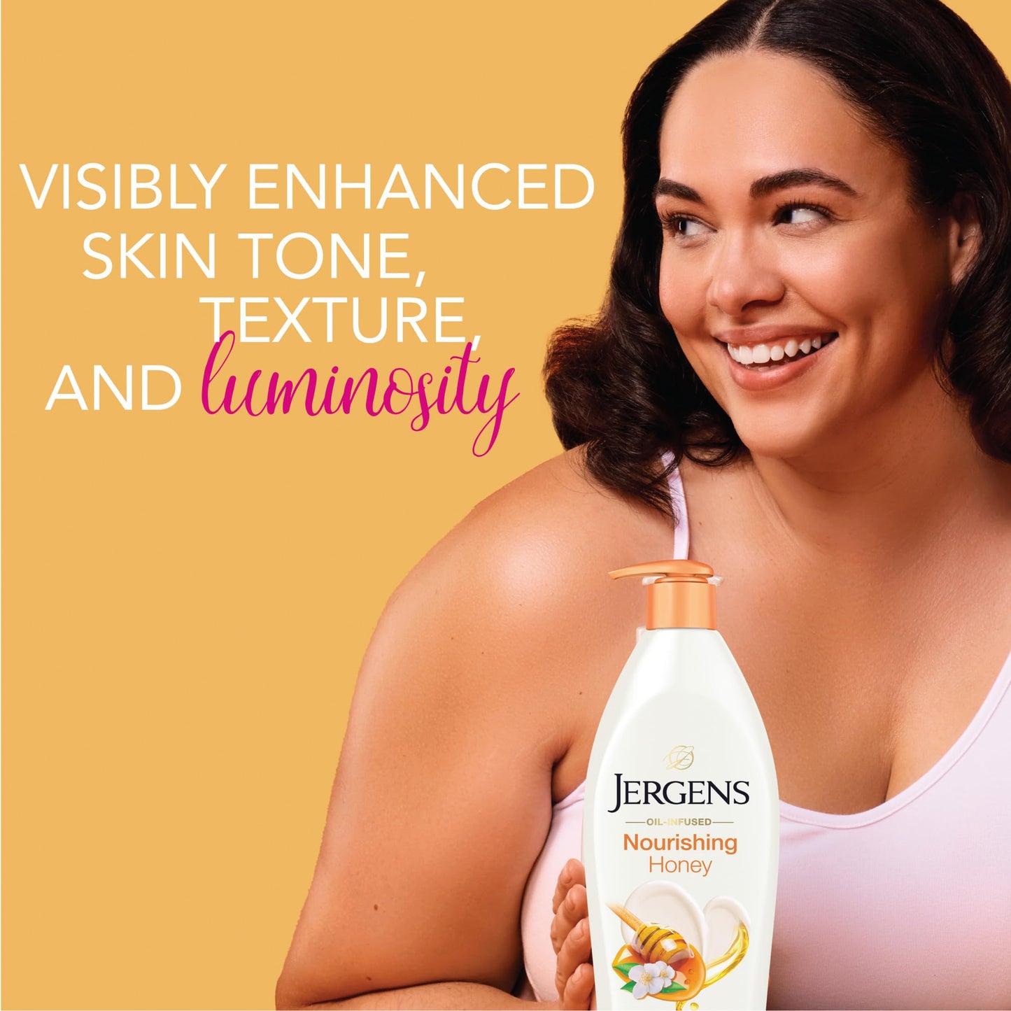 Jergens Nourishing Honey Dry Skin Moisturizer, with Illuminating Hydralucence Blend, Skin Nourishing Formula, Dermatologist Tested, 16.8 Oz, Pack of 4