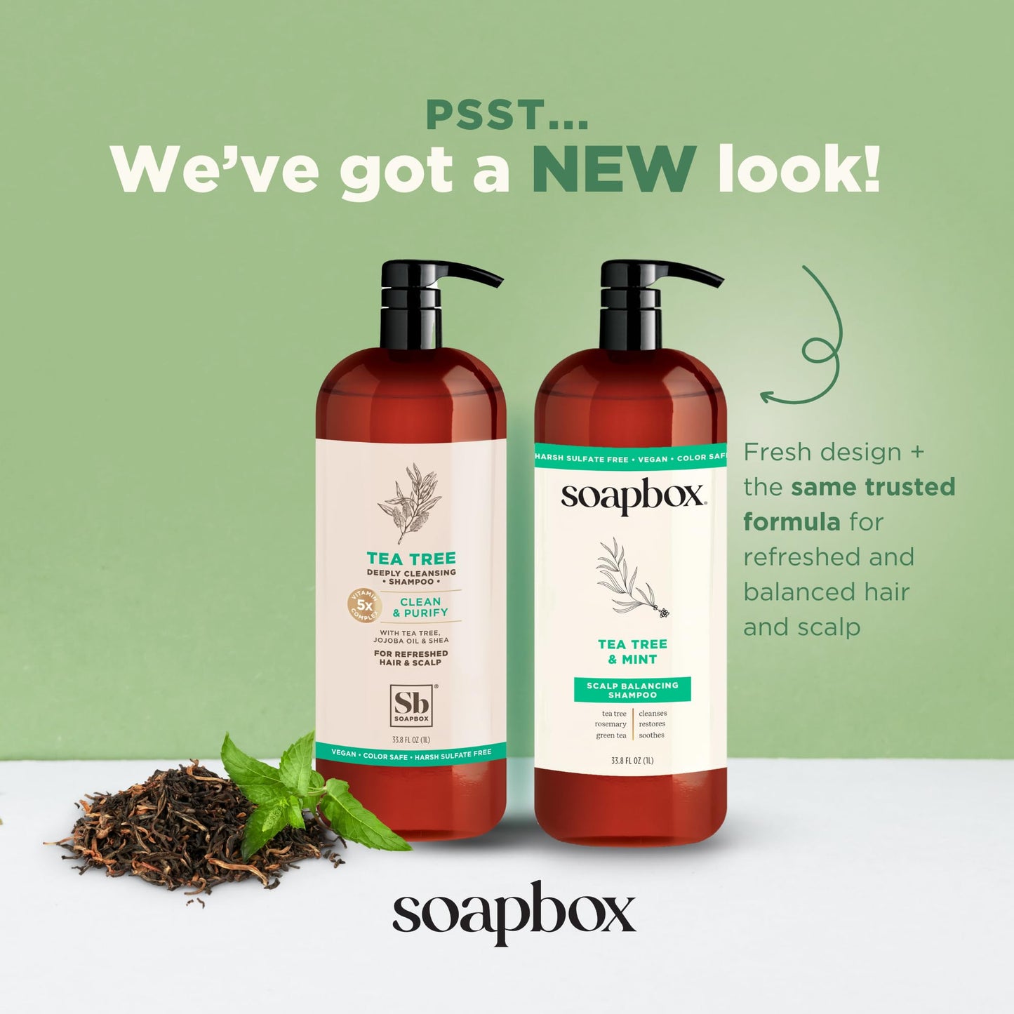 Soapbox Tea Tree Oil & Mint Shampoo & Conditioner Set, Leaves Hair & Scalp Balanced & Soothed - Clean Ingredients Free of Harsh Chemicals, Sulfates