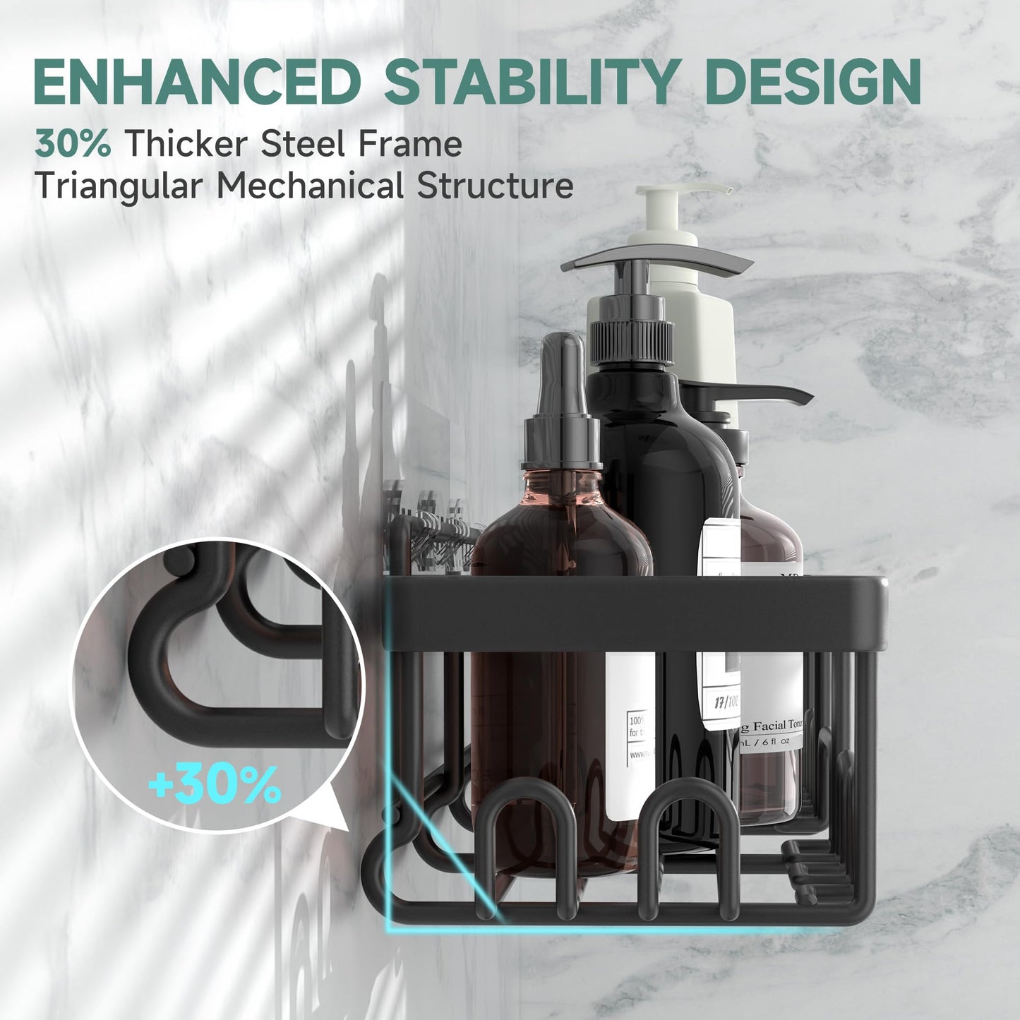 Veken 6-Pack Shower Caddy Set – Rustproof Adhesive Wall Shelves with Soap Holder, No Drilling, Large Capacity Bathroom Organizer