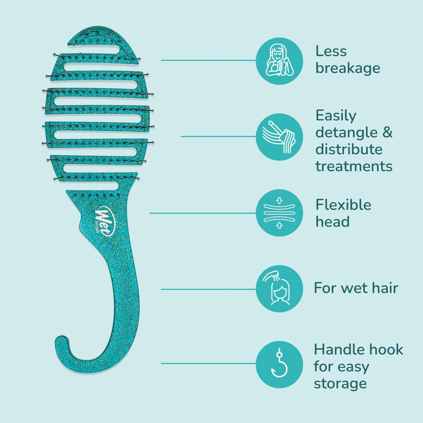 Wet Brush Shower Hair Brush Detangler - Exclusive Ultra-soft IntelliFlex Bristles - Minimizes Pain And Protects Against Split Ends & Breakage - Comb