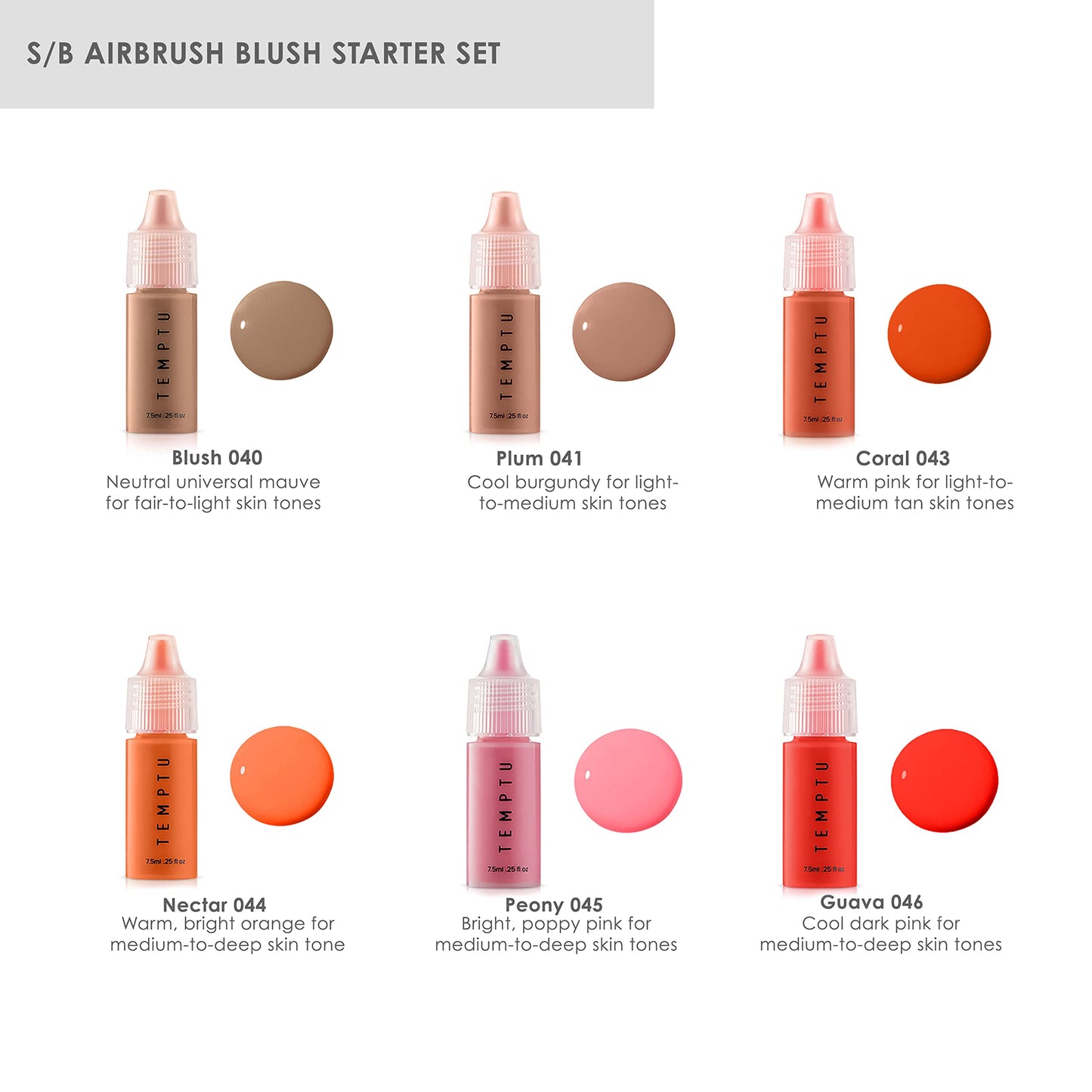TEMPTU S/B Silicone-Based Airbrush Blush Starter Set: Long-Wear Makeup, Dewy Buildable Formula Brightens Complexion With Natural Flush Of Color | All