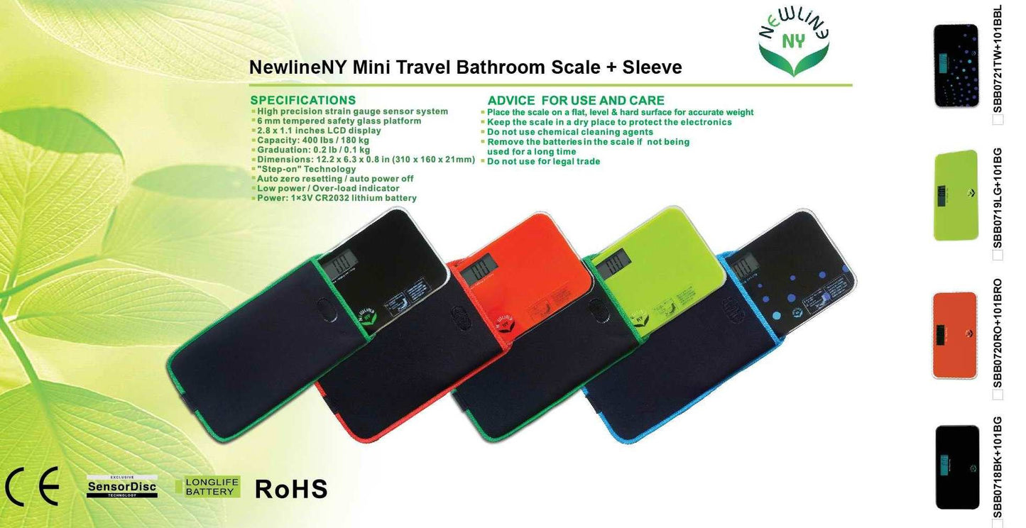 NewlineNY Travel Protection Sleeve for 700 Series Mini Bathroom Scale, NY-MSS101-BBL Black with Blue Edges (Case only, No Scale)