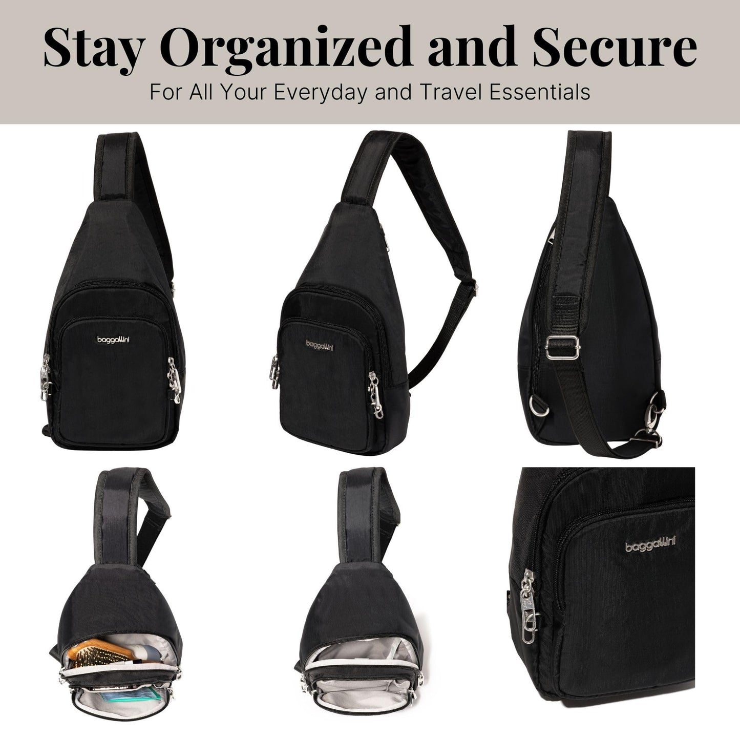 Baggallini Anti-Theft Daytripper Sling 7x12 Crossbody Bag Travel Safe