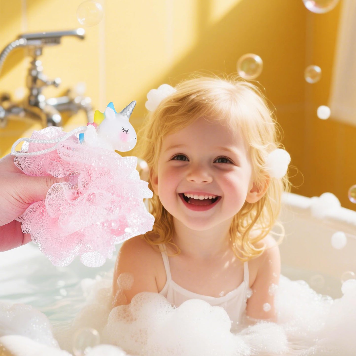 Sewroro 2 Pcs Unicorn Kids Shower Loofah Bath Sponge Body Exfoliating Scrubber Soft Cartoon Loofahs for Girls Bathing Beauty and Personal Care Sewroro