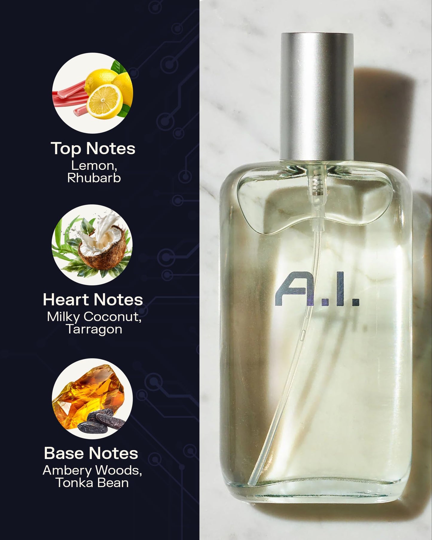 PB ParfumsBelcam A.I. Eau de Toilette Spray for Men - Futuristic Citrus Woody Cologne for Men with Lemon, Coconut & Tonka - Modern Tech-Inspired